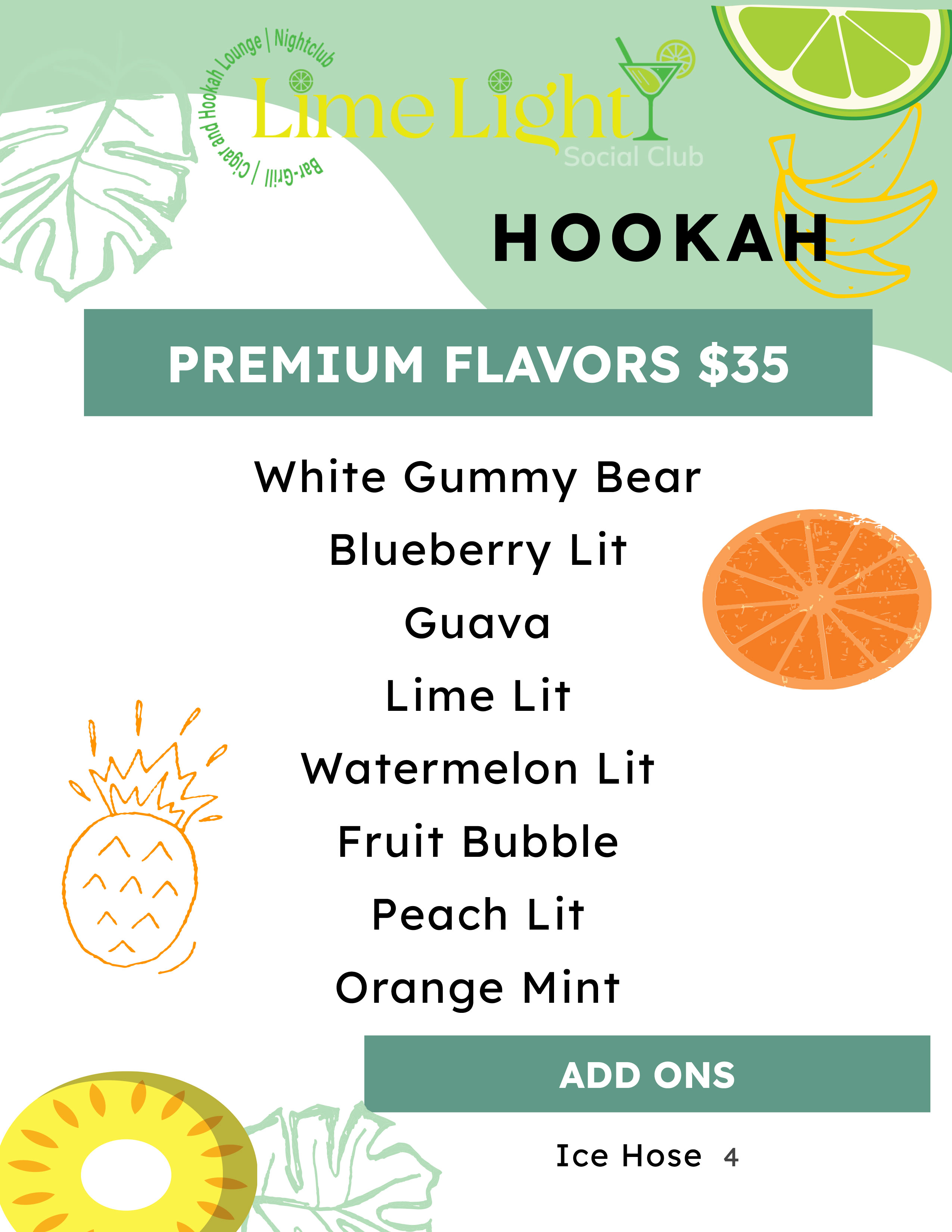 Hookah Menu
